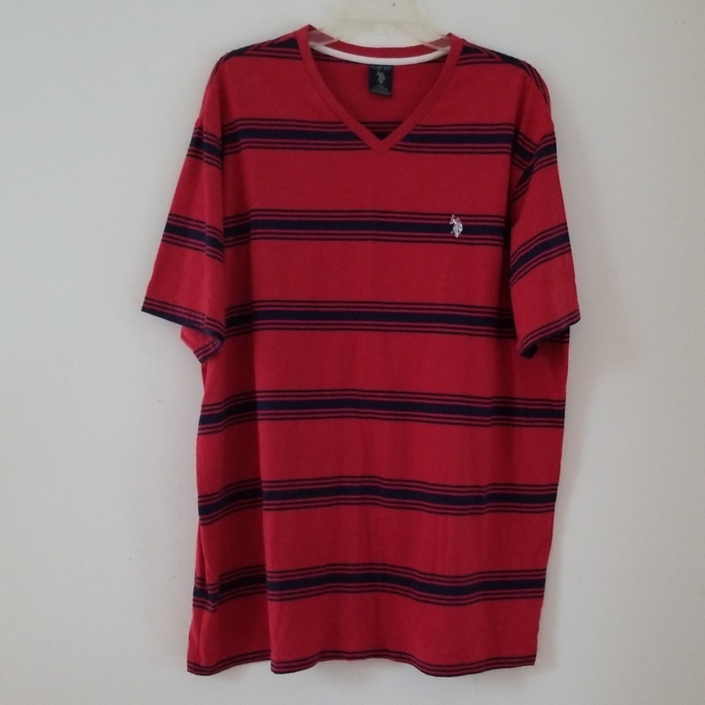 U.S. Polo Assn. Men's V-Neck Red Navy T Shirt — image 2 of 7